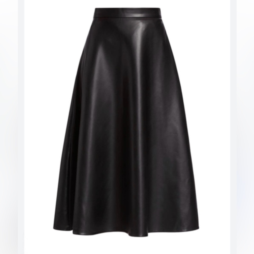 Elie Tahari Black Maxi A-Line Faux Leather Skirt